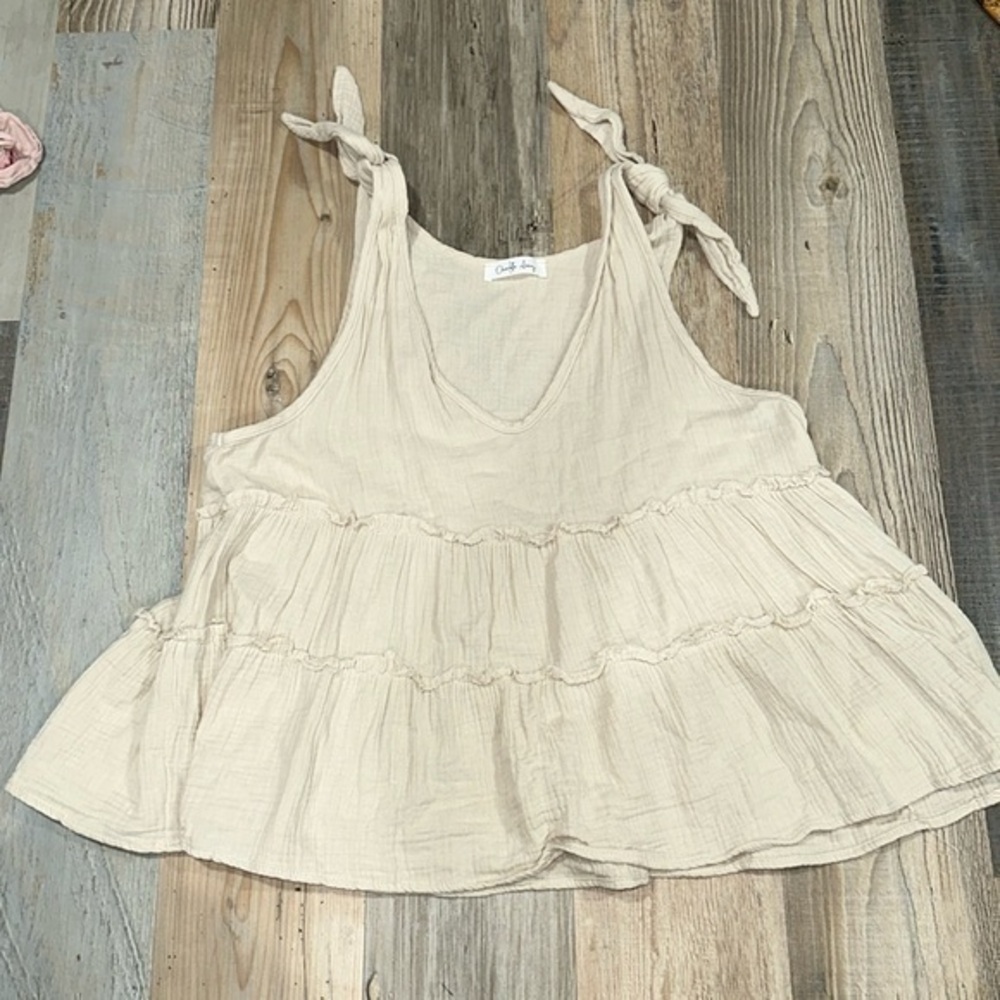 Charlotte Avery linen ruffle top